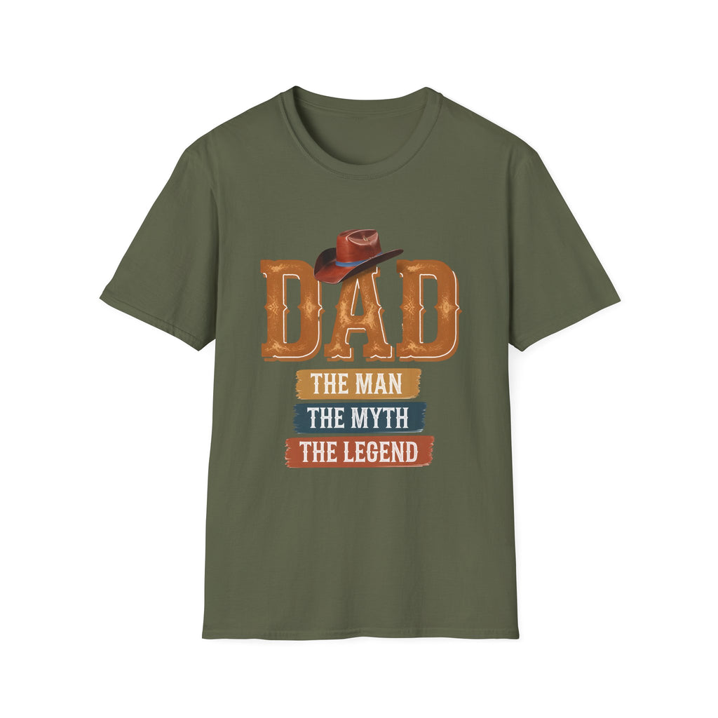 Dad Cowboy T-Shirt — "DAD" with Hat & "The Man The Myth The Legend" Design