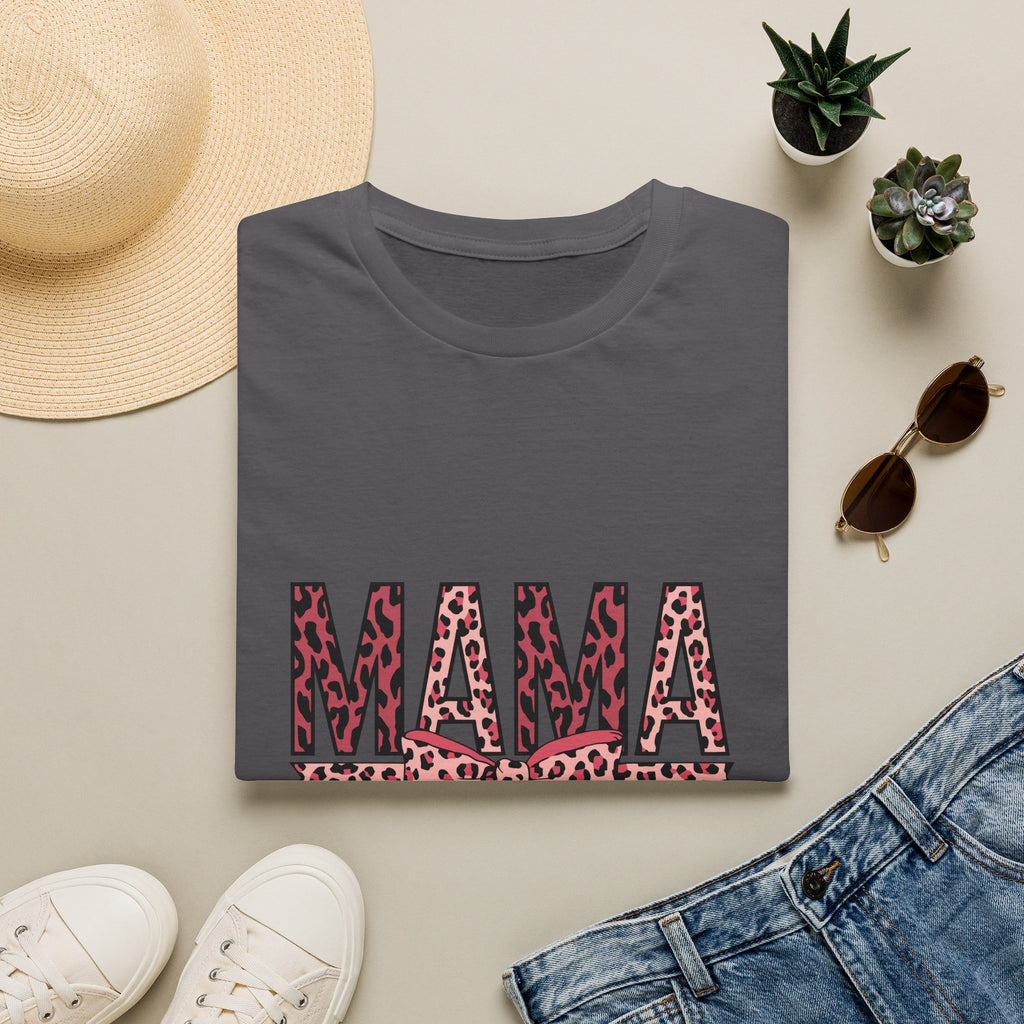 Mama Leopard Print T-Shirt — Pink Bow Mom Tee