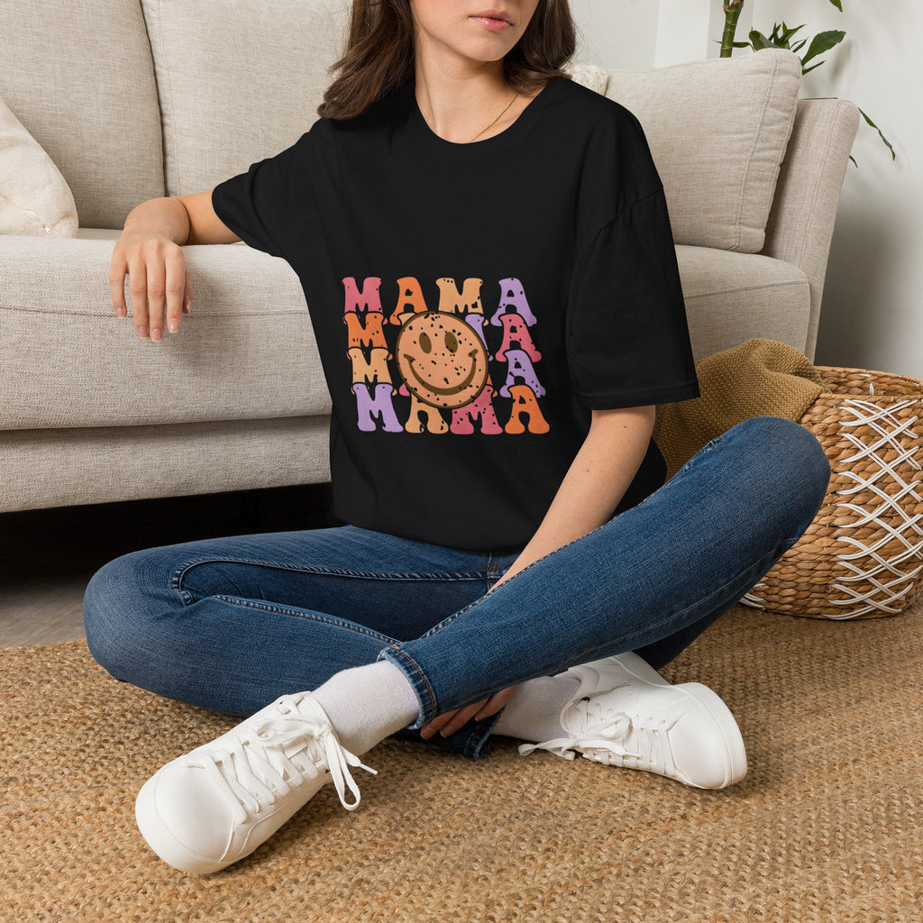 Mama Smiley Retro Graphic T-Shirt — Vintage Happy Face Mom Tee