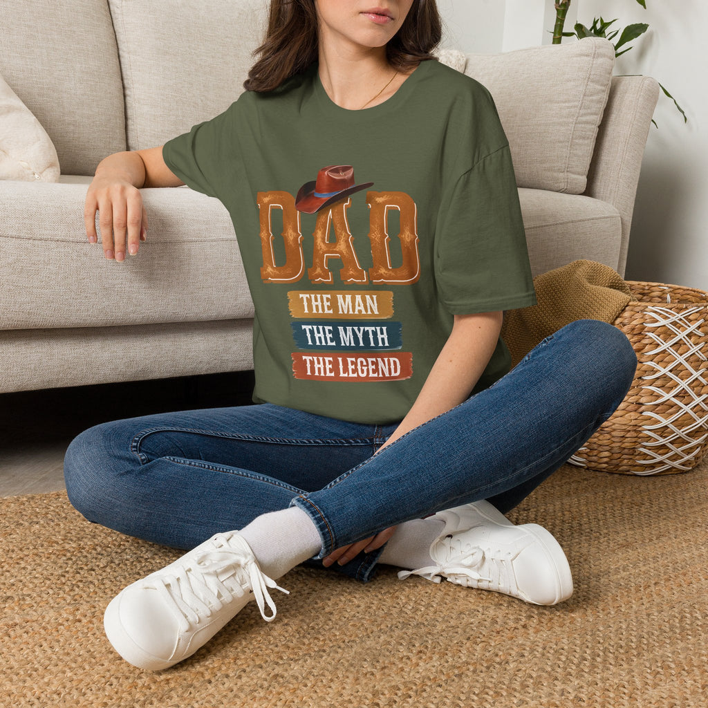 Dad Cowboy T-Shirt — "DAD" with Hat & "The Man The Myth The Legend" Design