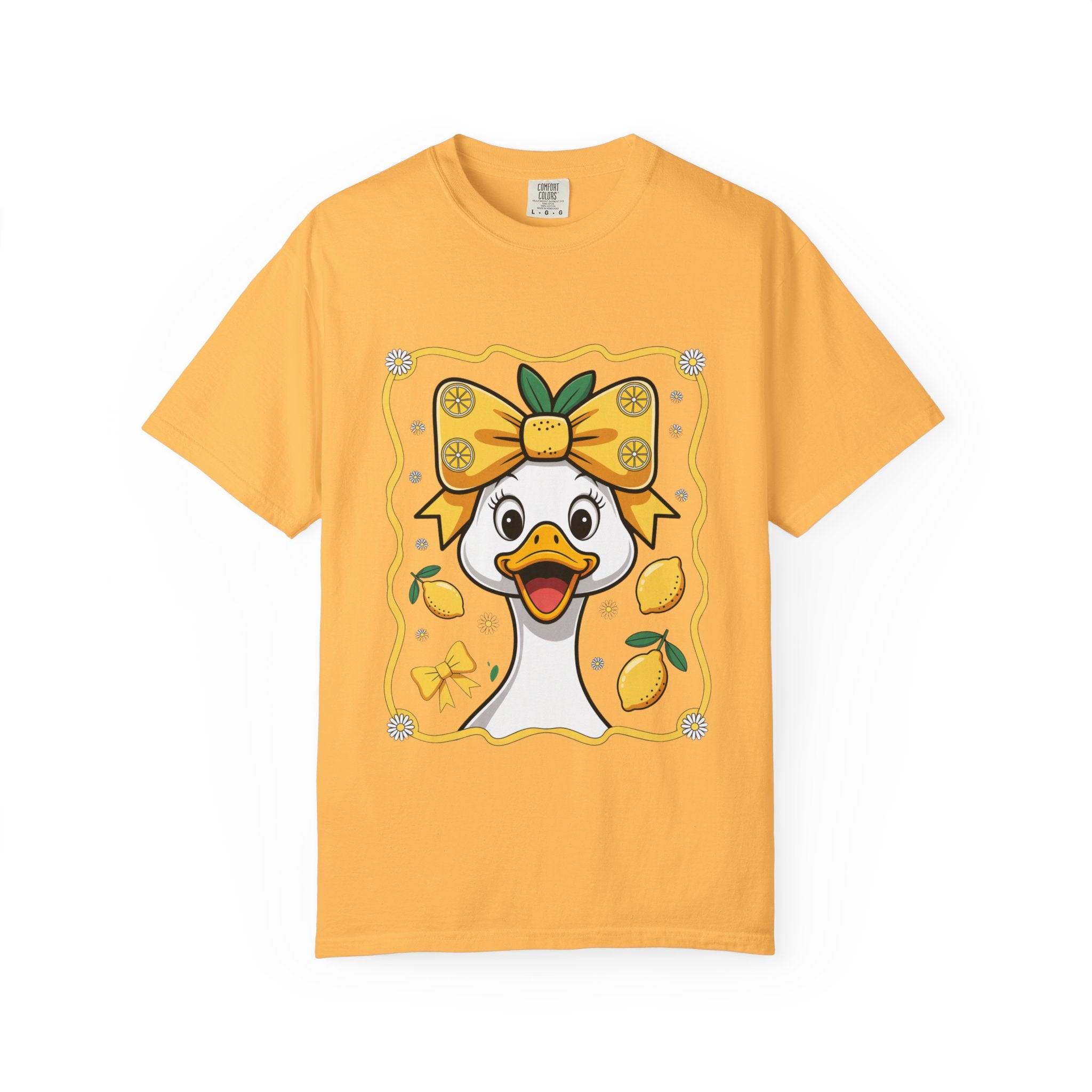 Cute Lemon Duck T-Shirt — Whimsical Duck with Bow Graphic Tee