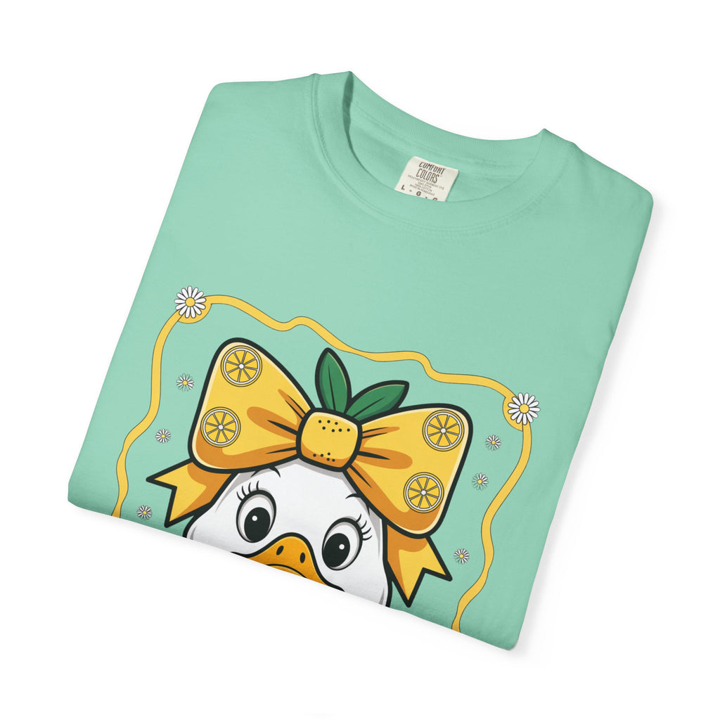 Cute Lemon Duck T-Shirt — Whimsical Duck with Bow Graphic Tee
