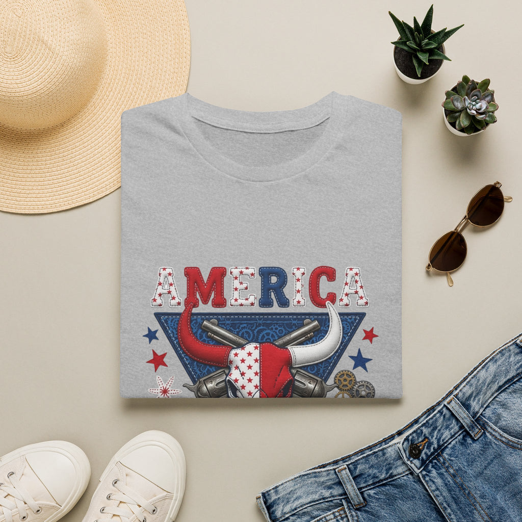 America Made T-Shirt — Patriotic Bull Skull Graphic Tee