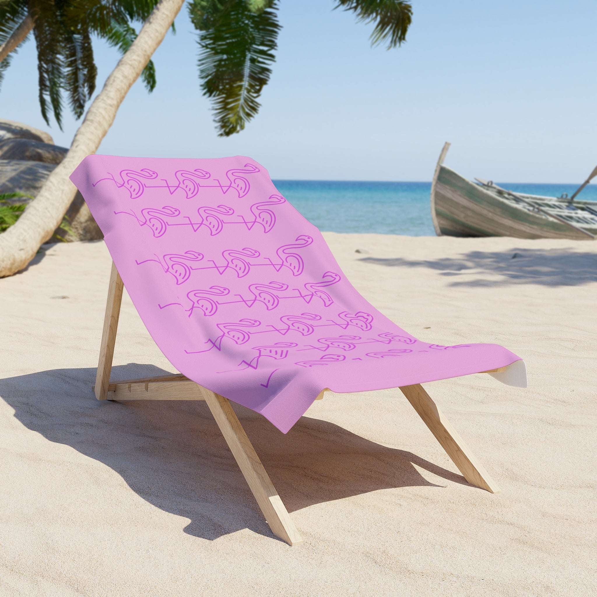 Pink Flamingo Pattern Beach Towel — Retro Tropical Summer Vibe