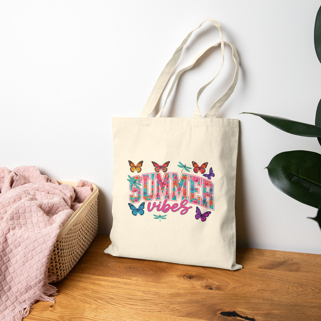 Tote Bag - "Summer Vibes" Colorful Butterfly Canvas Tote