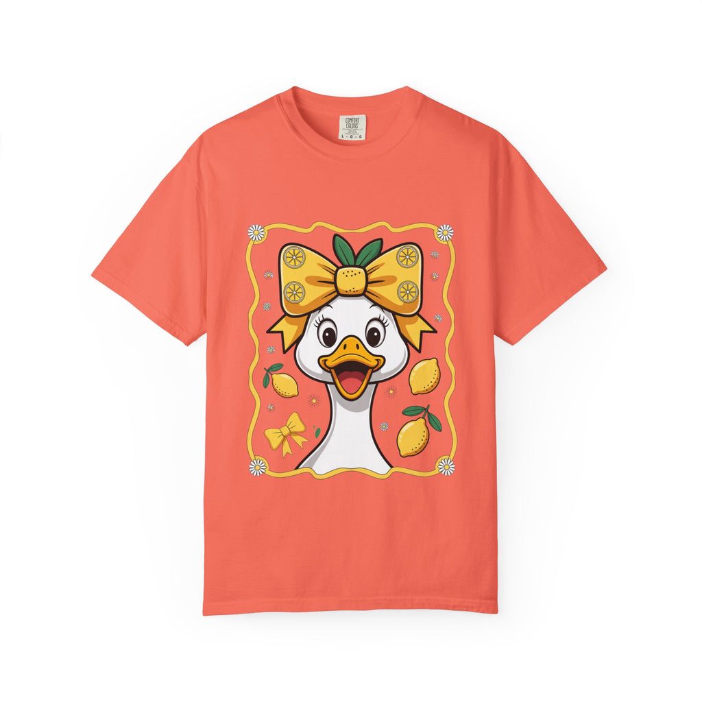 Cute Lemon Duck T-Shirt — Whimsical Duck with Bow Graphic Tee