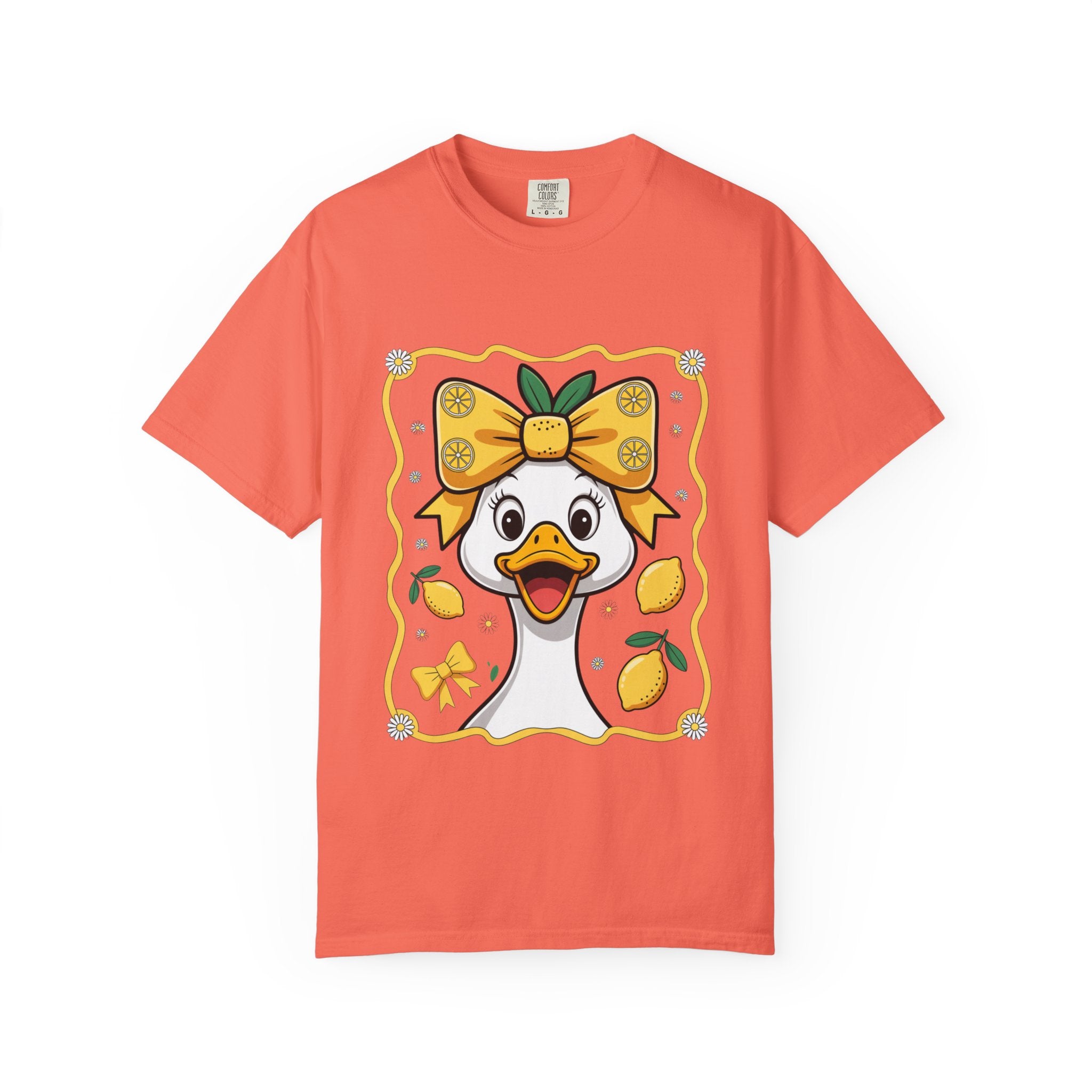 Cute Lemon Duck T-Shirt — Whimsical Duck with Bow Graphic Tee