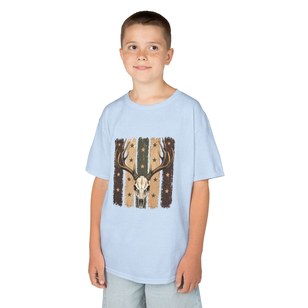 Kids Deer Skull Tee — Rustic Antler Graphic T-Shirt for Outdoor-Loving Kids