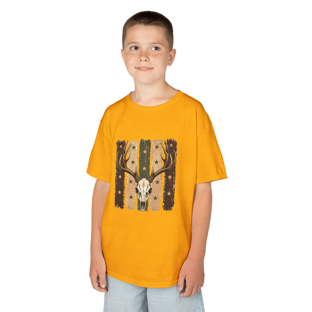 Kids Deer Skull Tee — Rustic Antler Graphic T-Shirt for Outdoor-Loving Kids