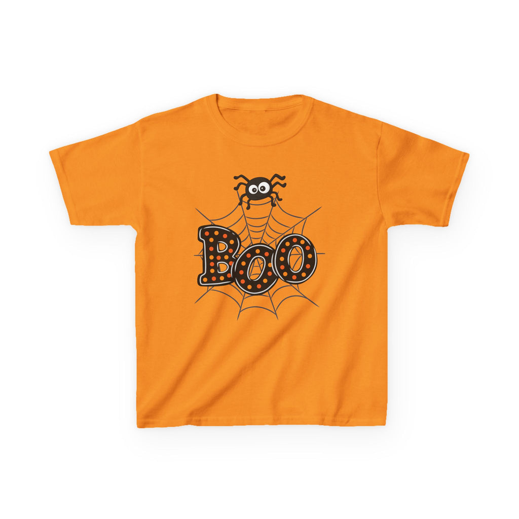 Kids Halloween Tee - "Boo" Spider Web Graphic
