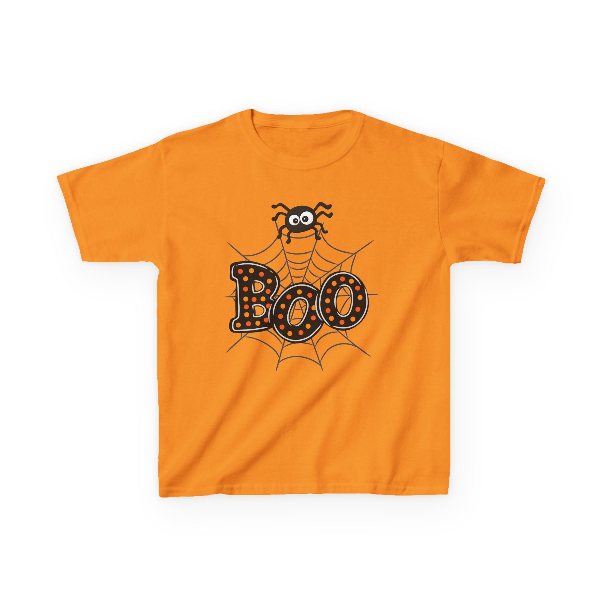 Kids Halloween Tee - "Boo" Spider Web Graphic