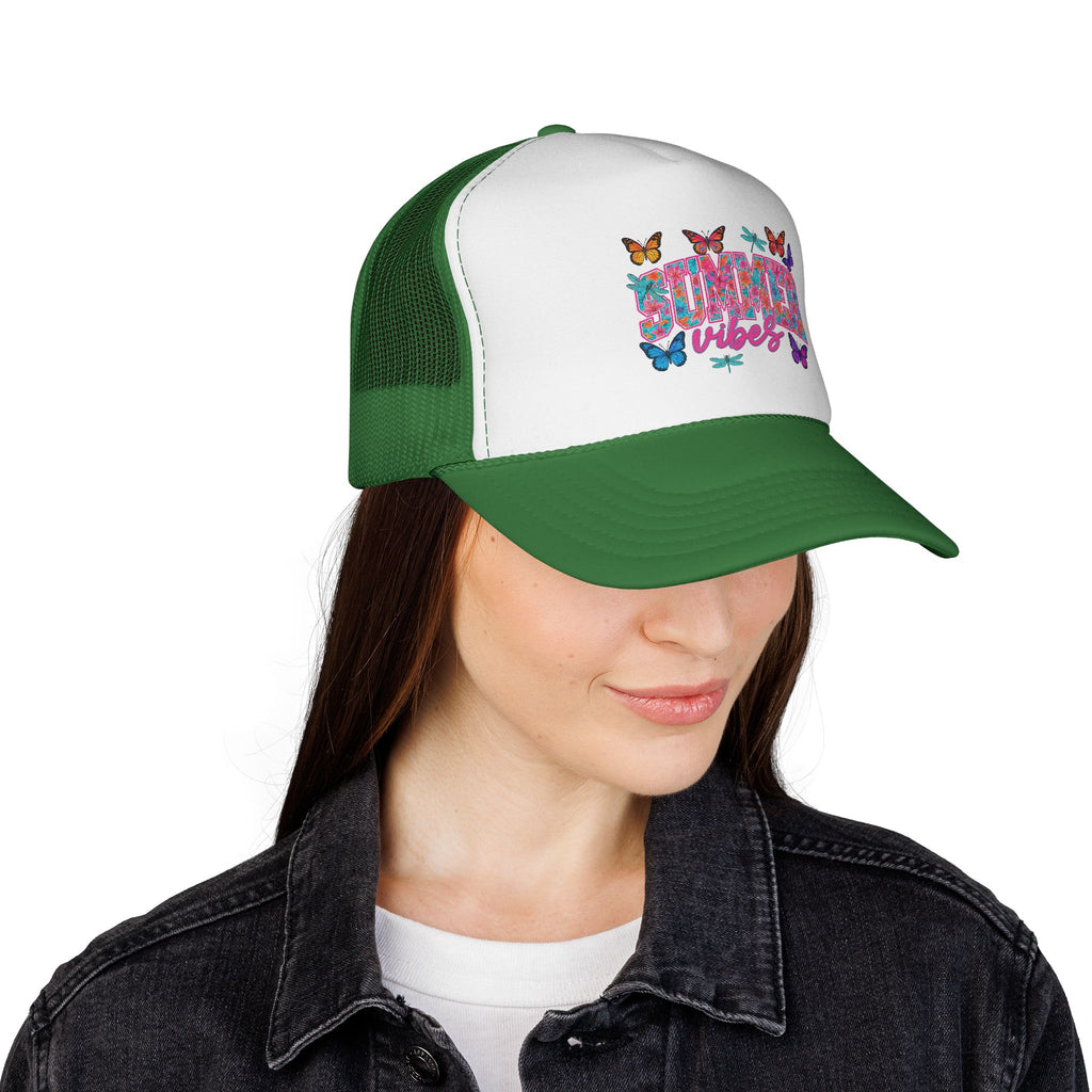 Trucker Cap - 'Butterfly Vibes' Floral Graphic Mesh Hat