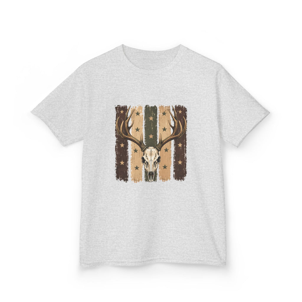 Kids Deer Skull Tee — Rustic Antler Graphic T-Shirt for Outdoor-Loving Kids