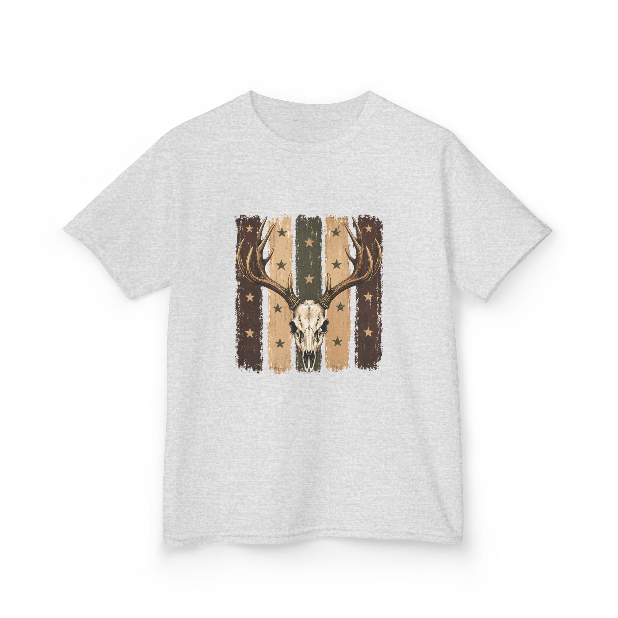 Kids Deer Skull Tee — Rustic Antler Graphic T-Shirt for Outdoor-Loving Kids
