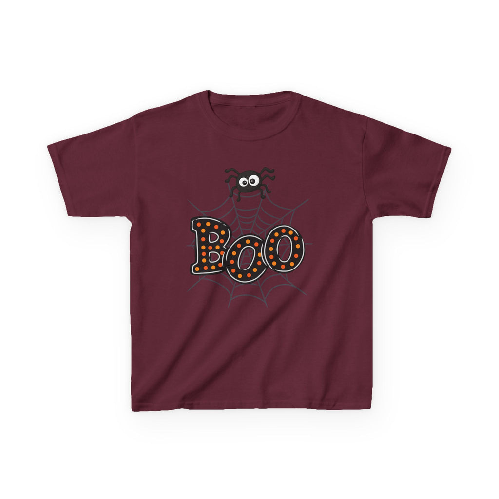 Kids Halloween Tee - "Boo" Spider Web Graphic
