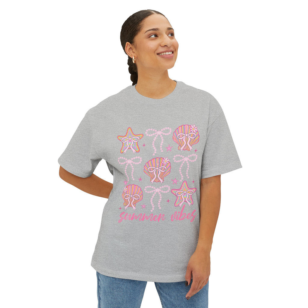 Summer Vibes Seashell & Starfish Boxy Tee