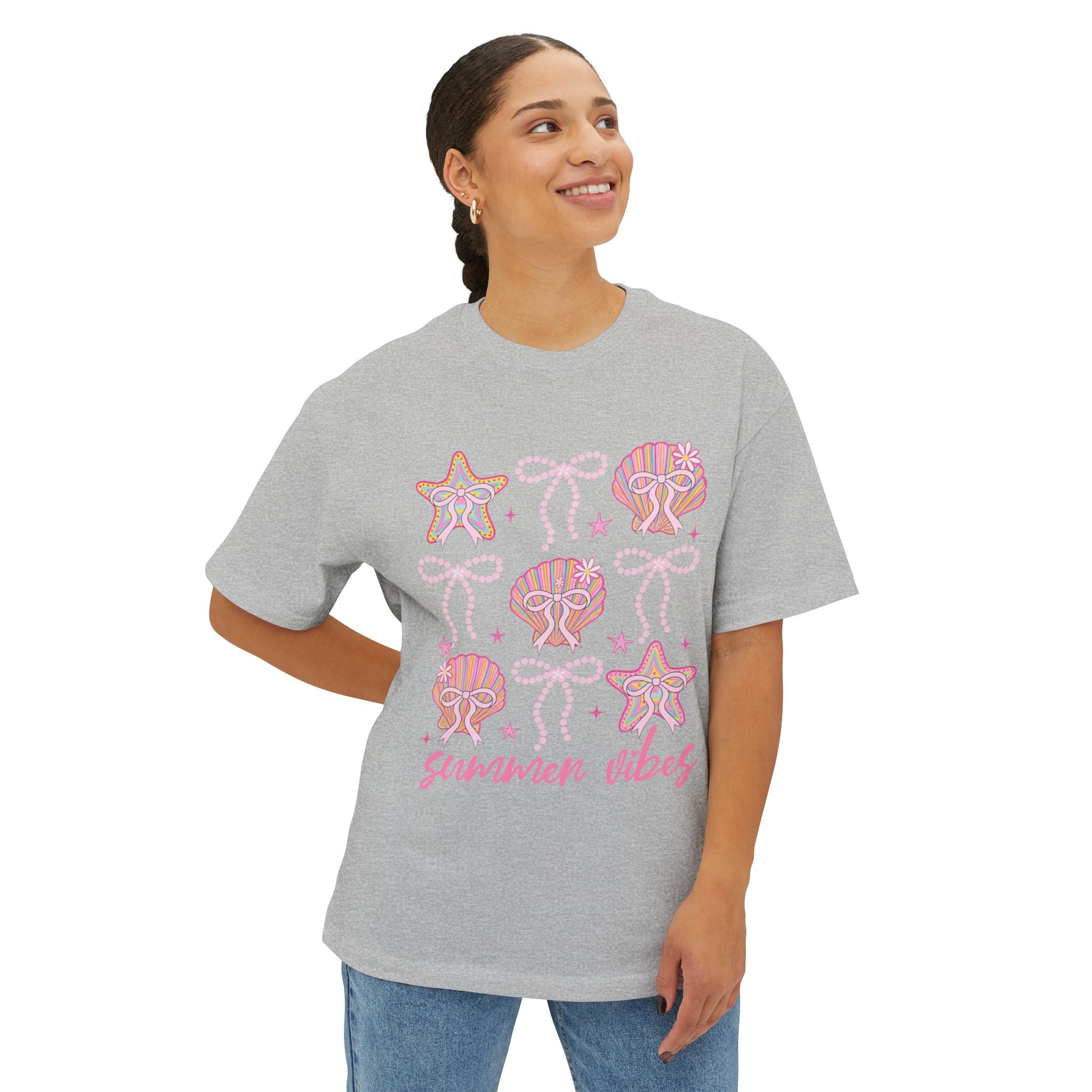 Summer Vibes Seashell & Starfish Boxy Tee
