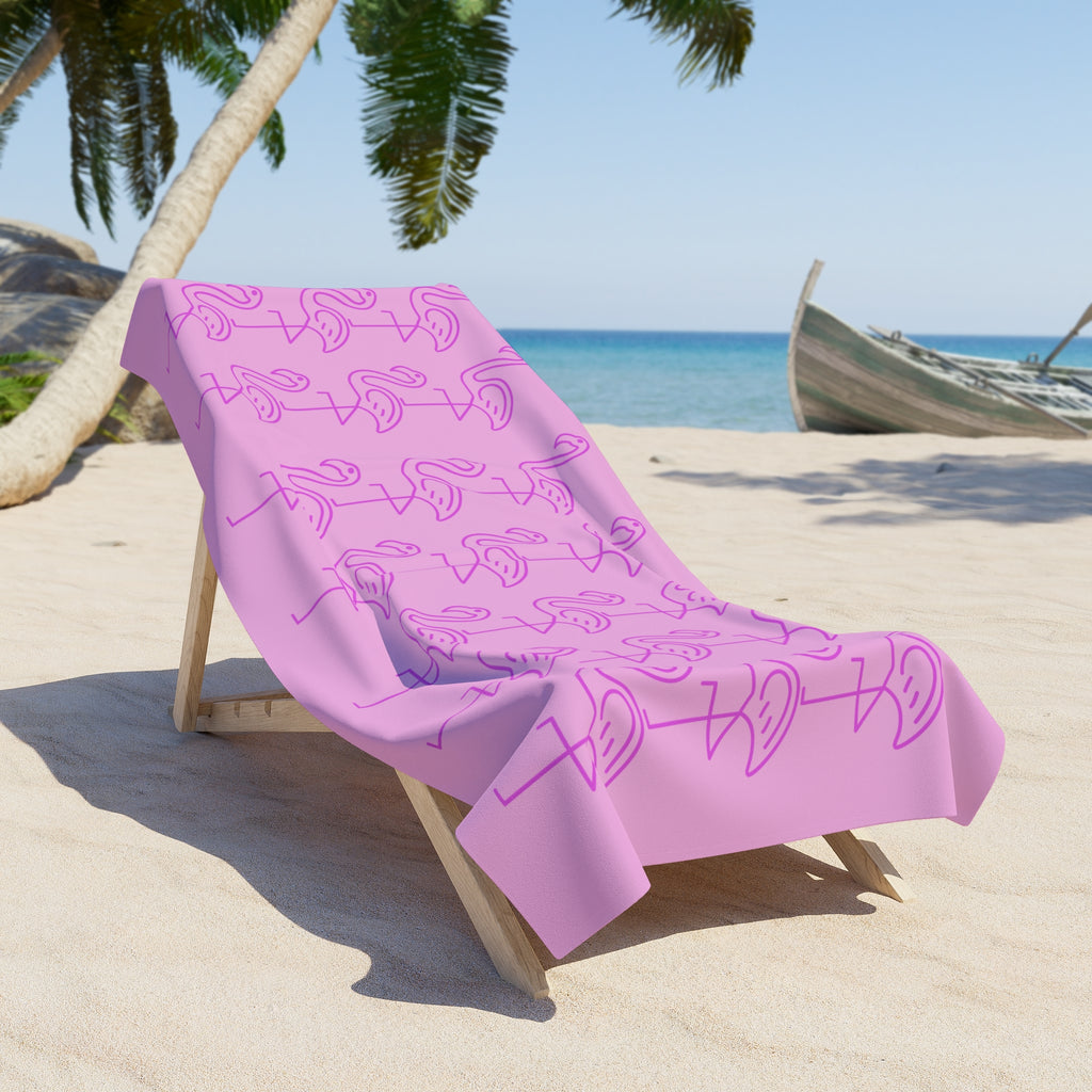 Pink Flamingo Pattern Beach Towel — Retro Tropical Summer Vibe