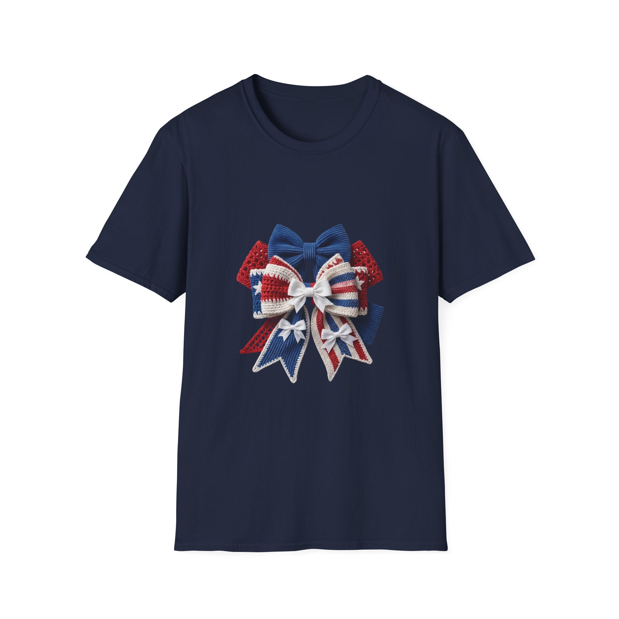 Patriotic Bow T-Shirt — Red White & Blue Ribbon Graphic