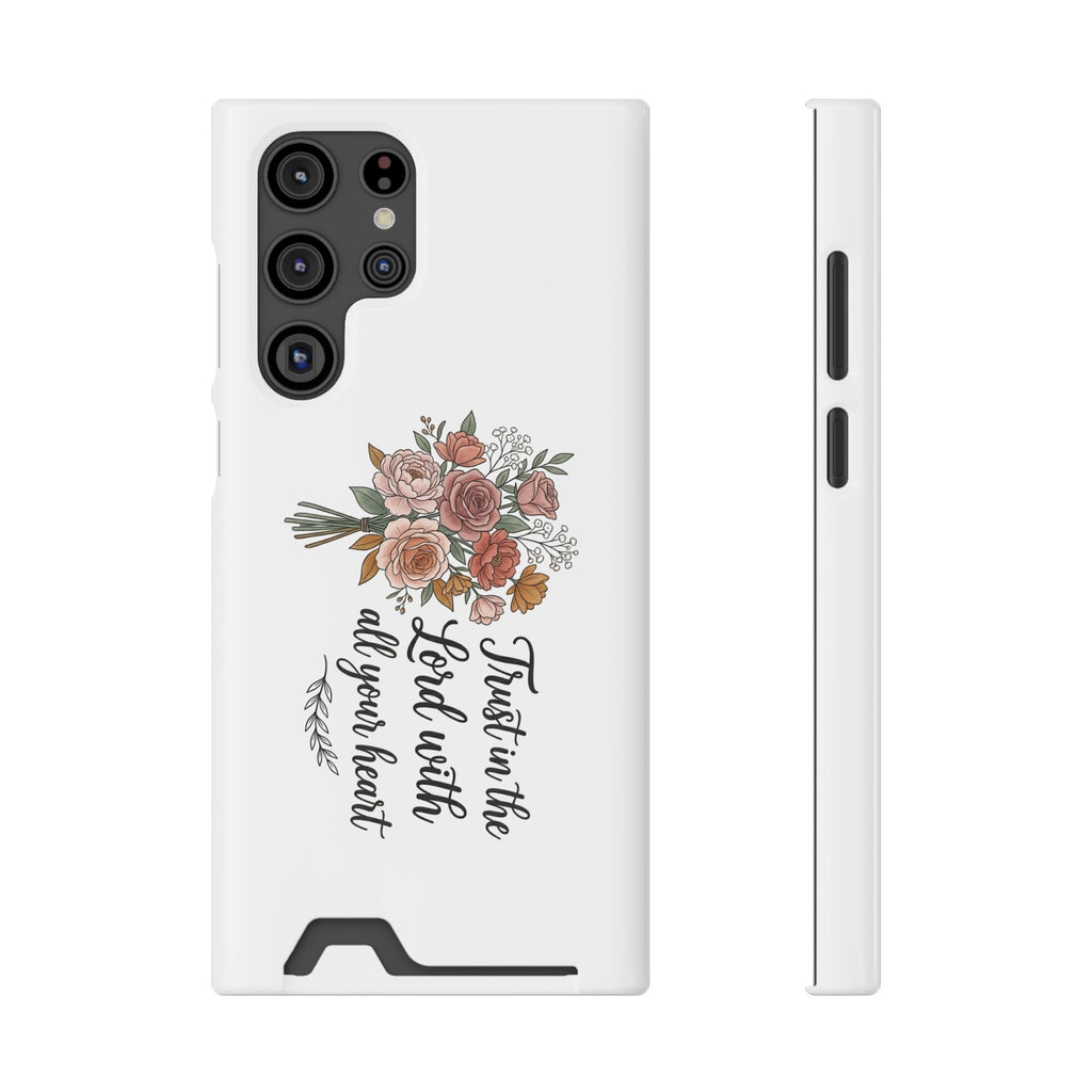 Phone Case with Card Holder — Floral "Trust in the Lord with all your heart" Religious Wallet Case