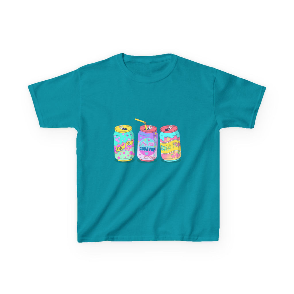 Kids T-Shirt — Colorful Soda Can Trio Graphic Tee (Cute Retro Drink Design)