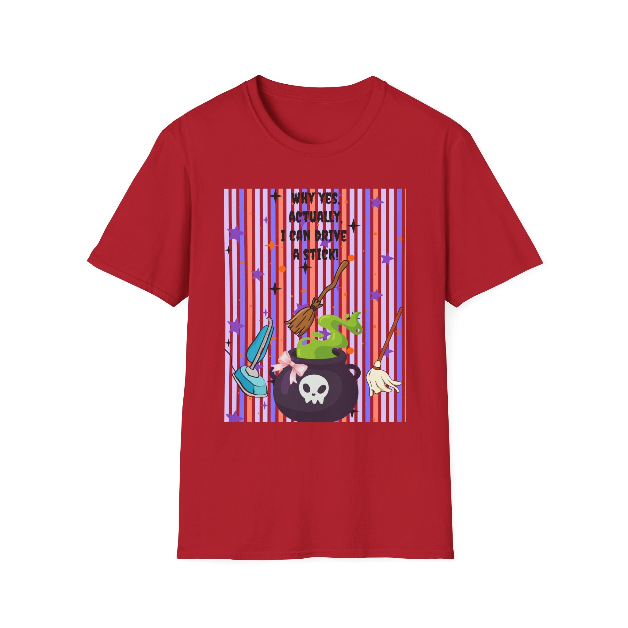 Witchy Broomstick Tee - "Why Yes Actually I Can Drive a Stick" Graphic T-Shirt Hocus Pocus