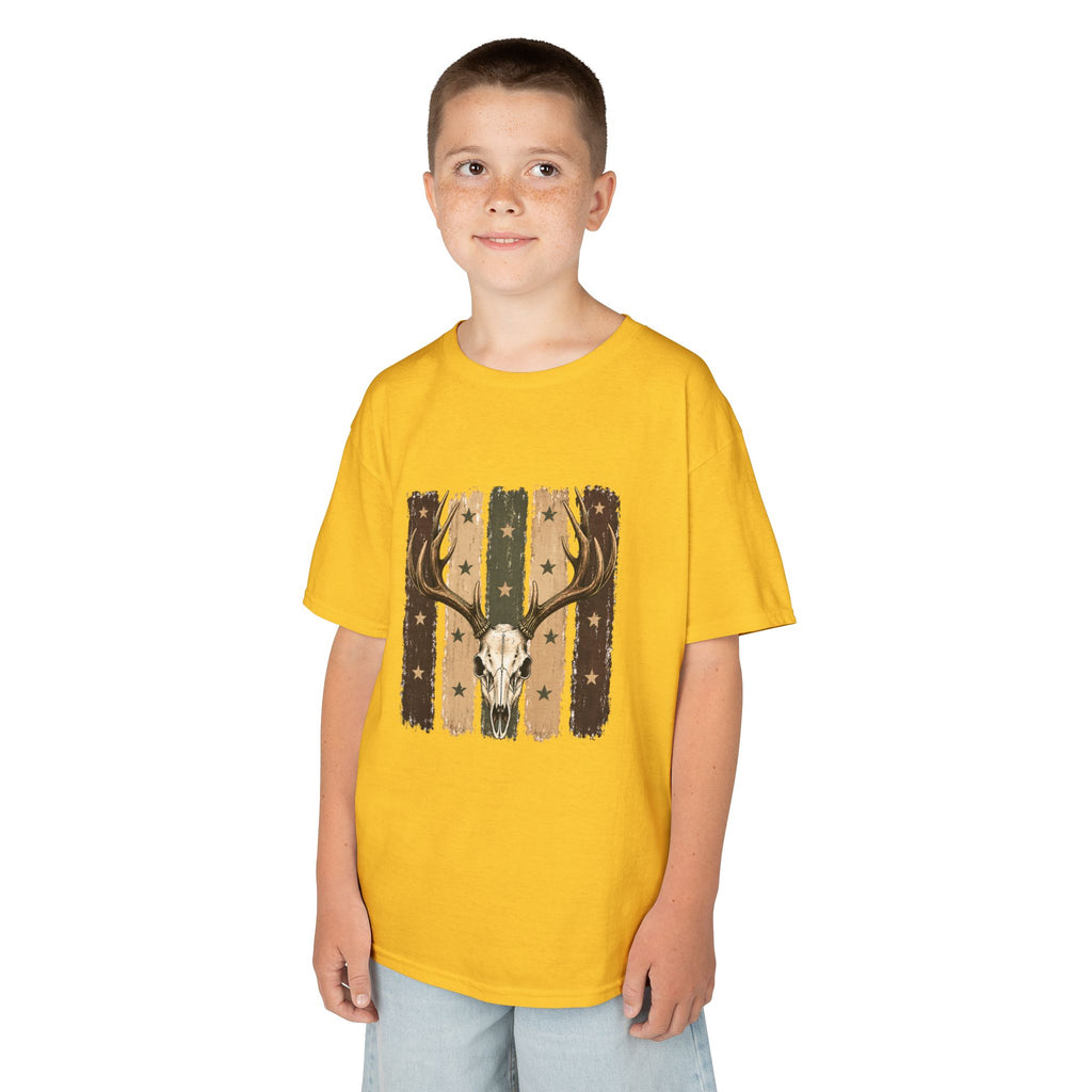 Kids Deer Skull Tee — Rustic Antler Graphic T-Shirt for Outdoor-Loving Kids