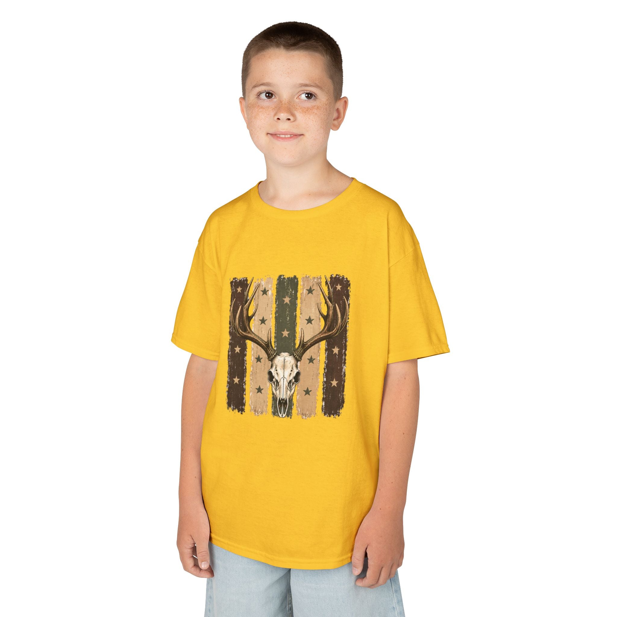 Kids Deer Skull Tee — Rustic Antler Graphic T-Shirt for Outdoor-Loving Kids