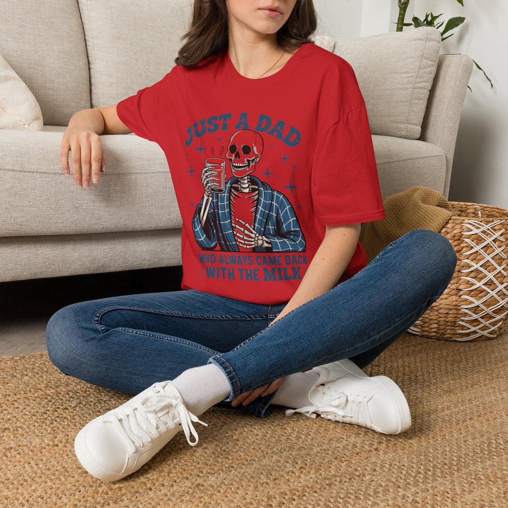 Just a Dad T-Shirt — 'Just a Dad Who Always Came Back With the Milk' Skeleton Vintage Tee