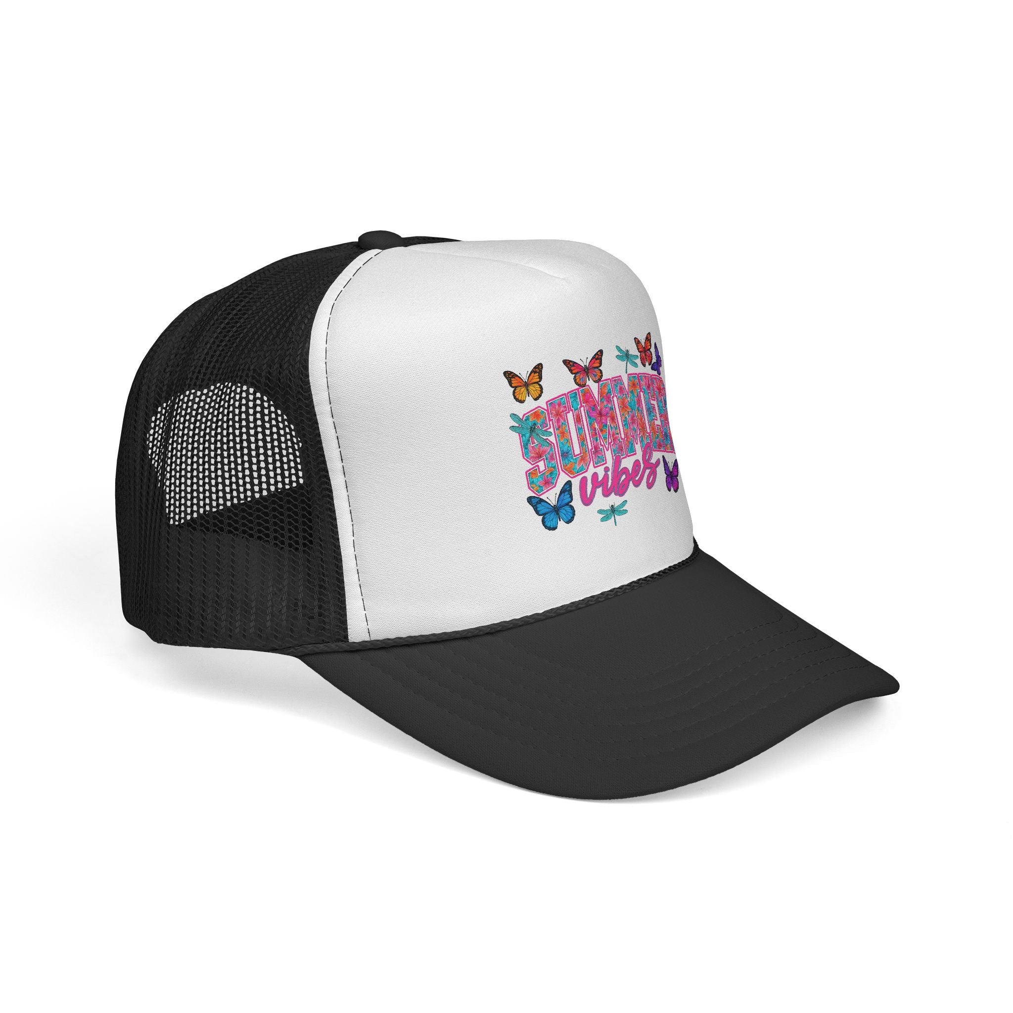 Trucker Cap - 'Butterfly Vibes' Floral Graphic Mesh Hat