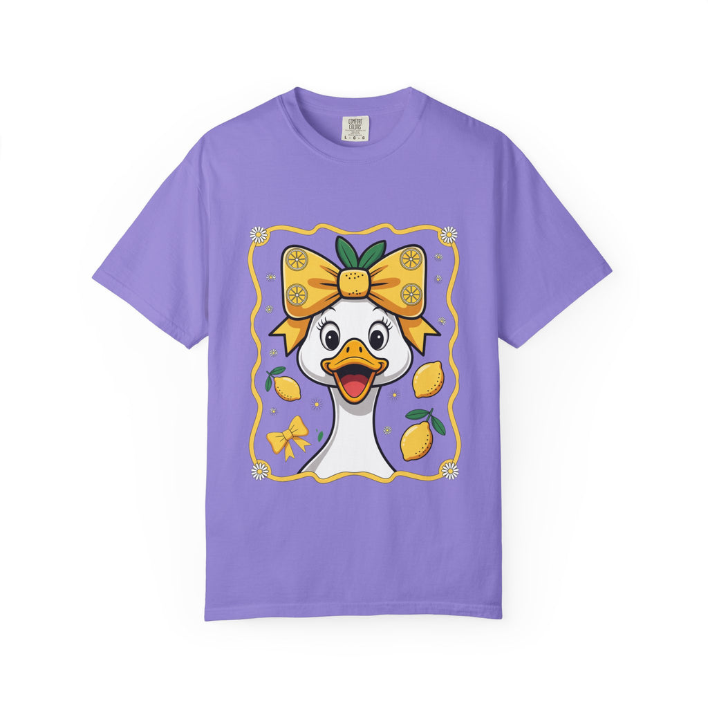 Cute Lemon Duck T-Shirt — Whimsical Duck with Bow Graphic Tee
