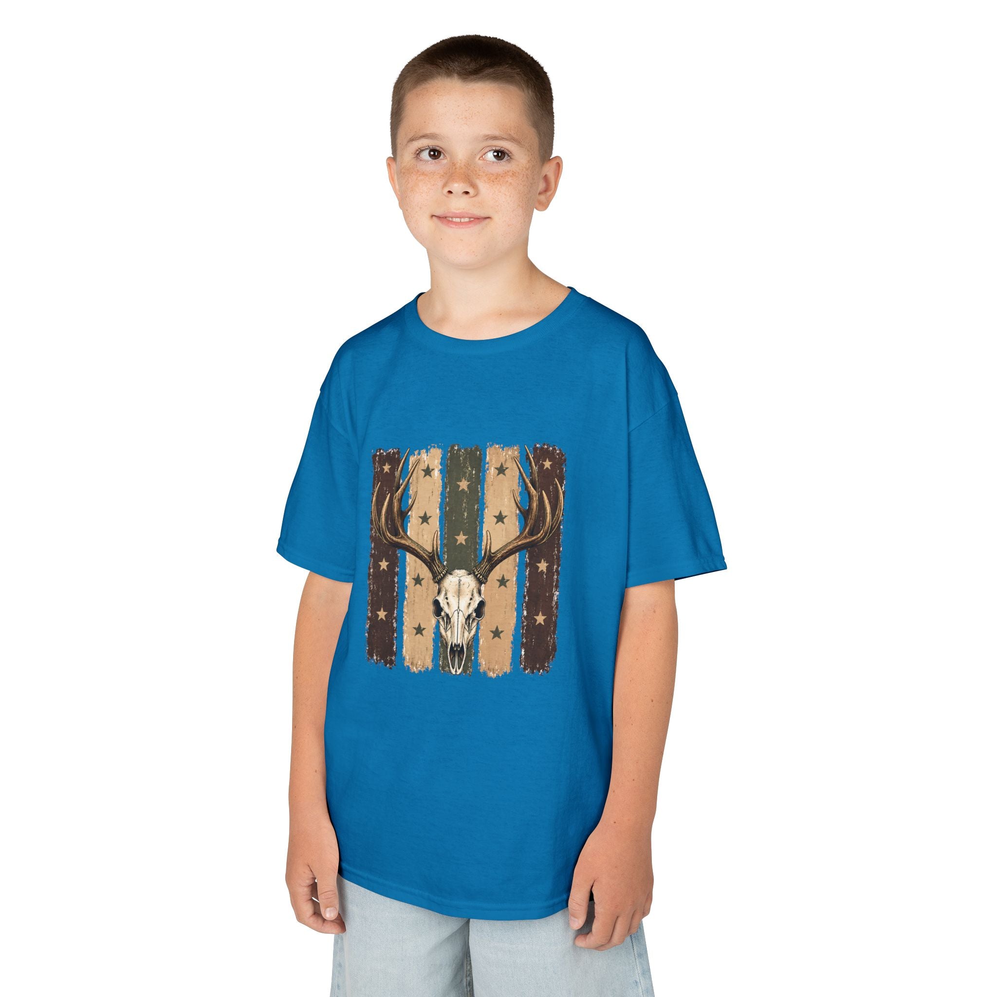 Kids Deer Skull Tee — Rustic Antler Graphic T-Shirt for Outdoor-Loving Kids
