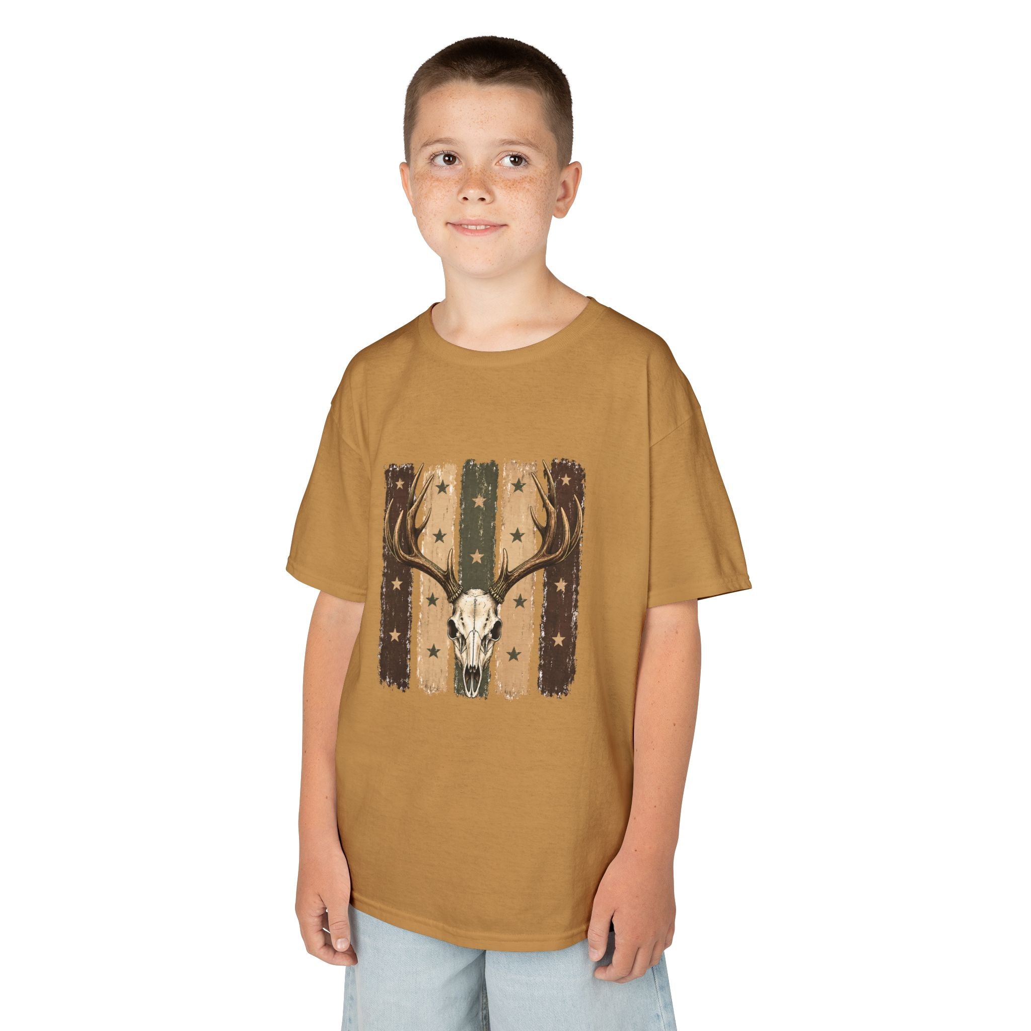 Kids Deer Skull Tee — Rustic Antler Graphic T-Shirt for Outdoor-Loving Kids
