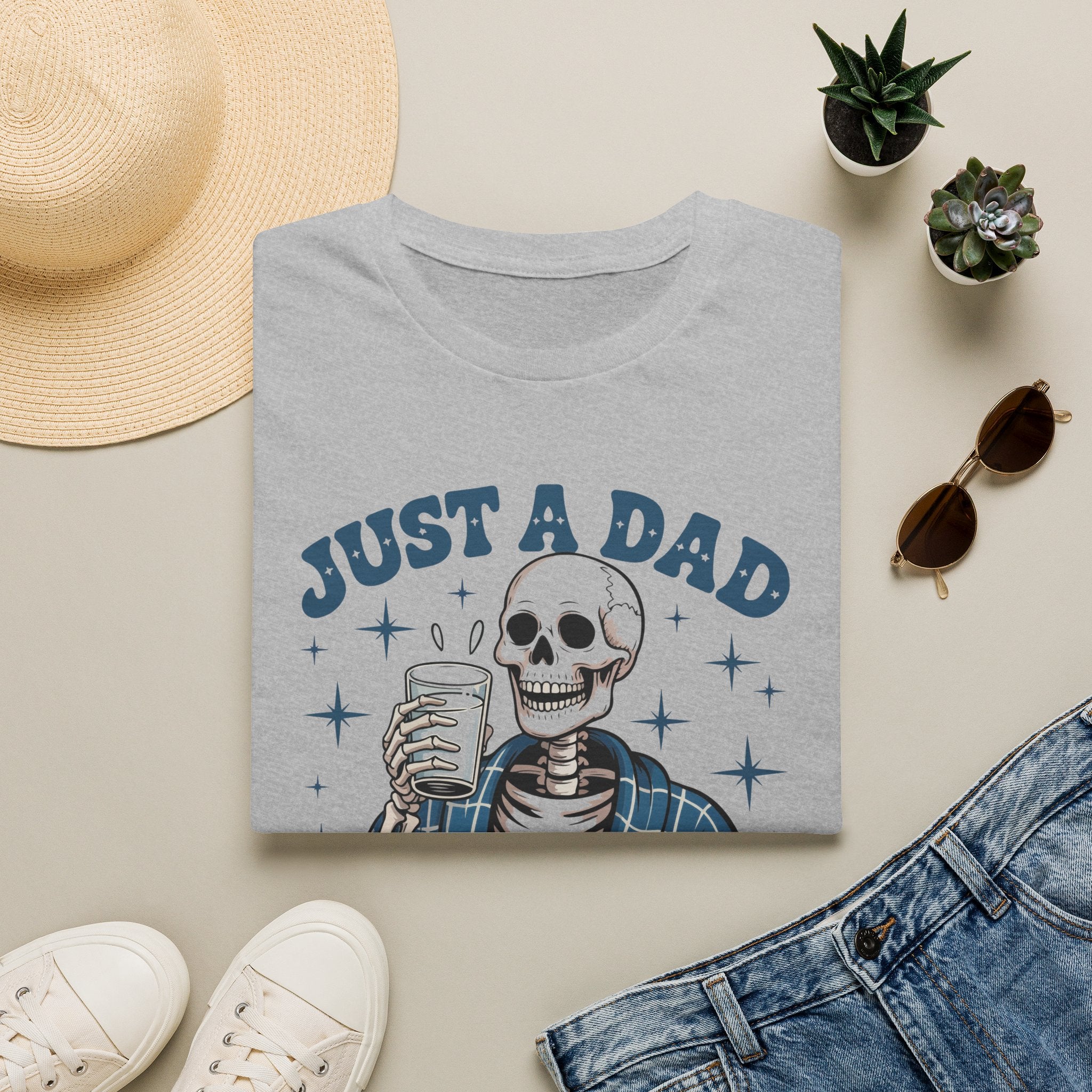 Just a Dad T-Shirt — 'Just a Dad Who Always Came Back With the Milk' Skeleton Vintage Tee