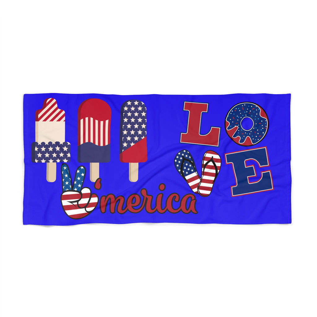 'Merica Patriotic Beach Towel – USA Flag Popsicle & LOVE Summer Towel