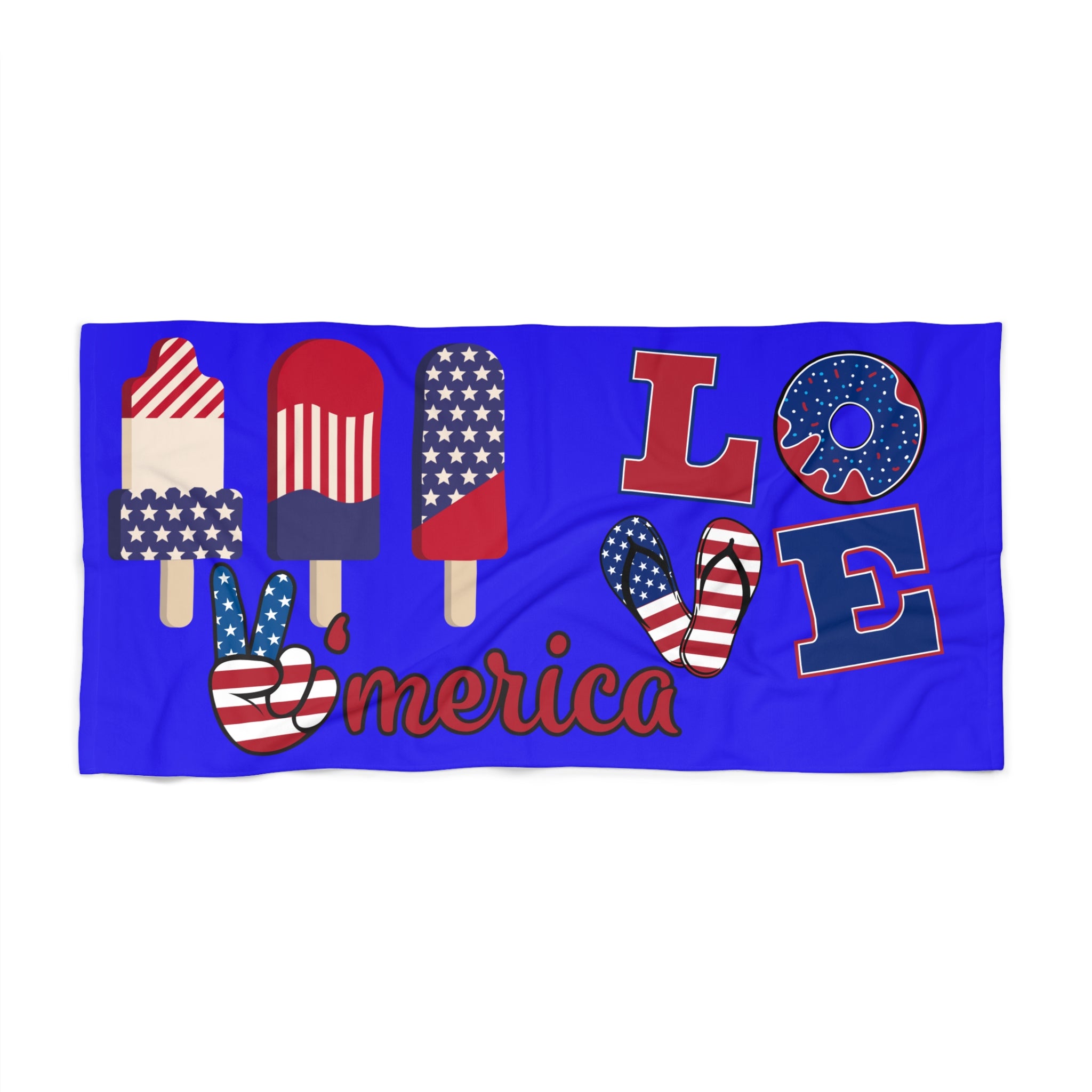 'Merica Patriotic Beach Towel – USA Flag Popsicle & LOVE Summer Towel