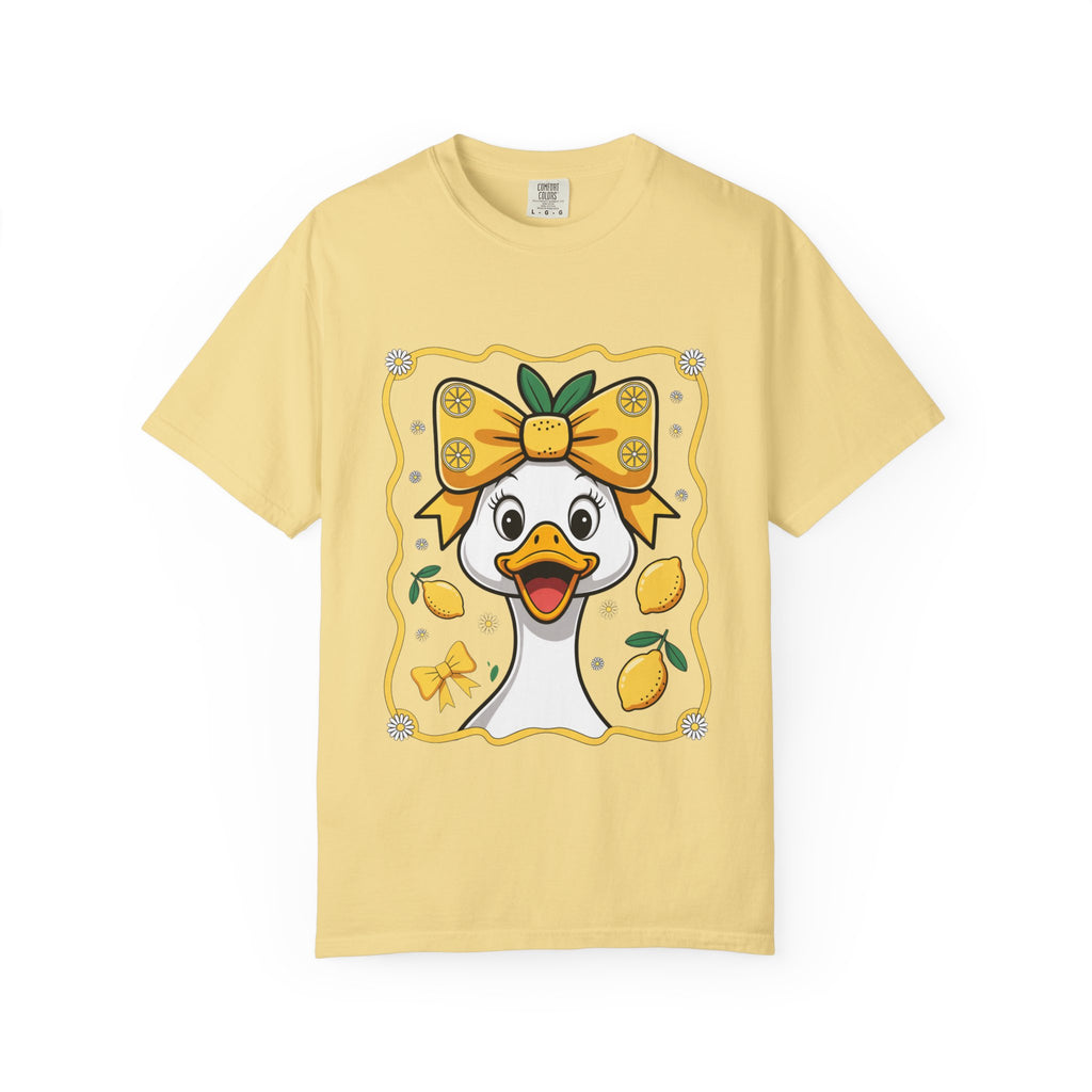 Cute Lemon Duck T-Shirt — Whimsical Duck with Bow Graphic Tee