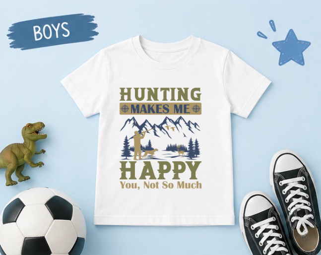 Kids Hunting Tee — "Hunting Makes Me Happy, You, Not So Much" Graphic Shirt