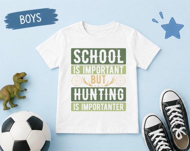 School Is Important But Hunting Is Importanter kids t-shirt | Hunting Graphic Tee