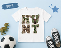 Camouflage 'HUNT' Kids T-Shirt | Deer Antler Plaid Hunting Design