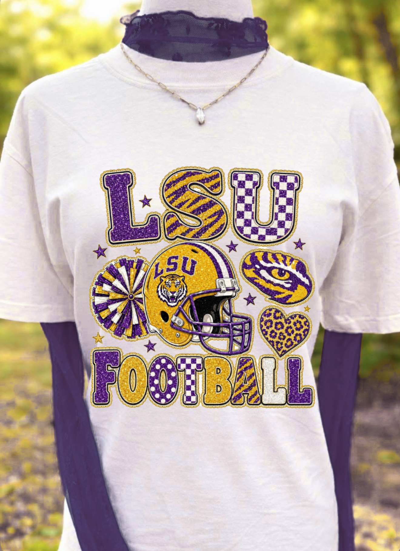 LSU Football Graphic T‑Shirt — Purple & Gold Tigers Fan Tee