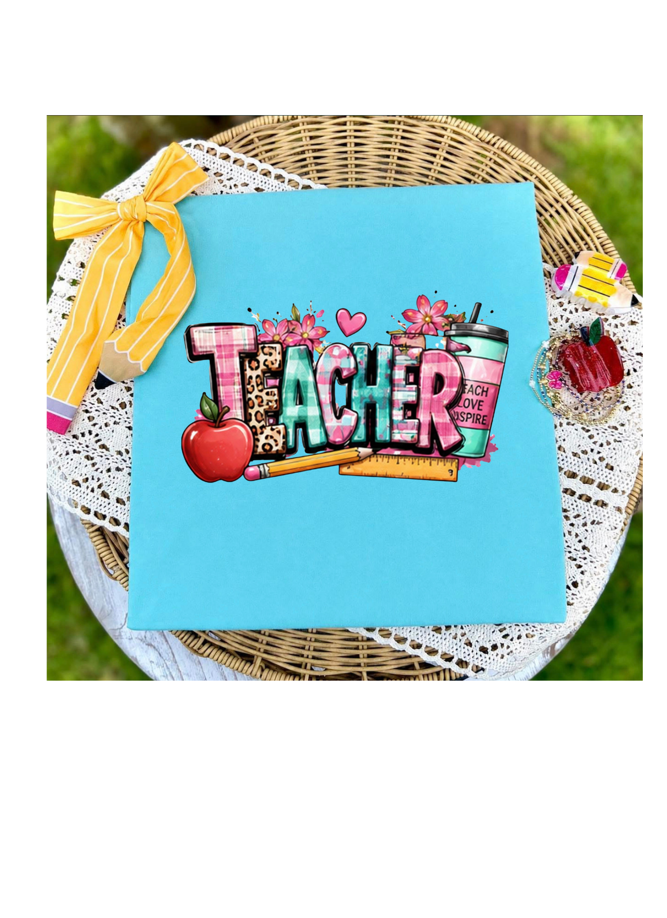 Teacher Graphic T-Shirt — Colorful Floral School Staff Appreciation Tee