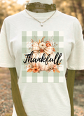 Thankful Buffalo Plaid Tee — Fall Pumpkin Floral Thankful T-Shirt