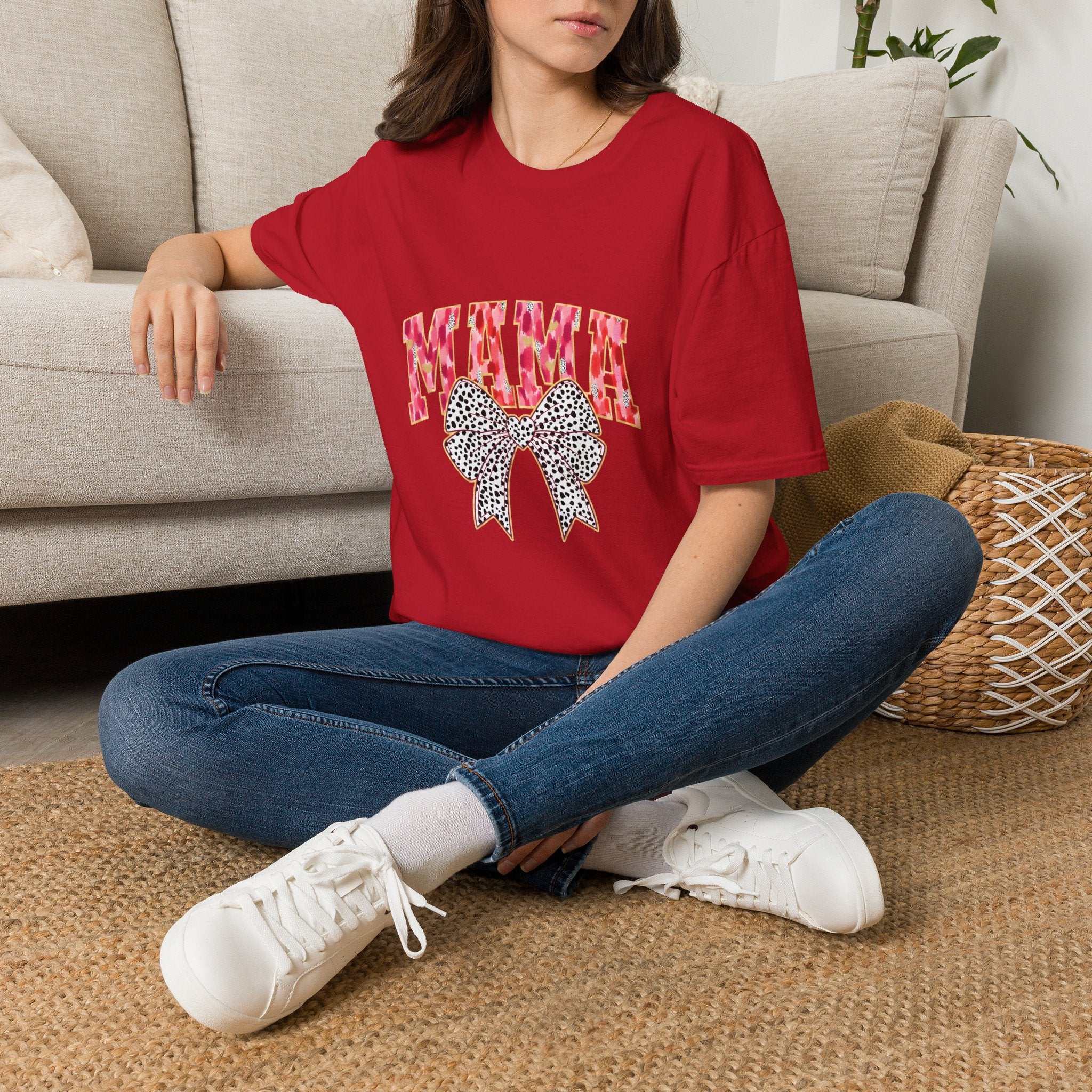 Mama T-Shirt with Leopard Bow — Cute Mom Graphic Tee