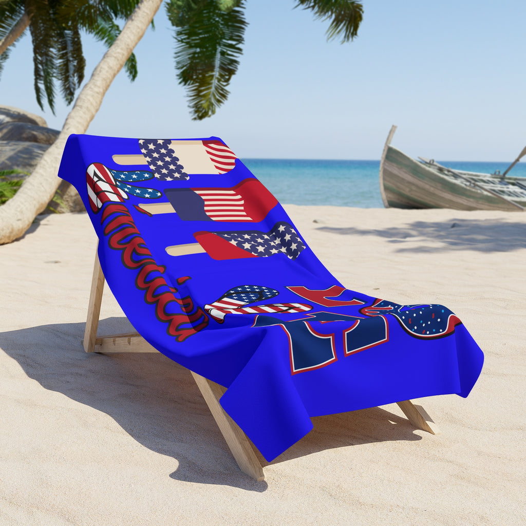 'Merica Patriotic Beach Towel – USA Flag Popsicle & LOVE Summer Towel