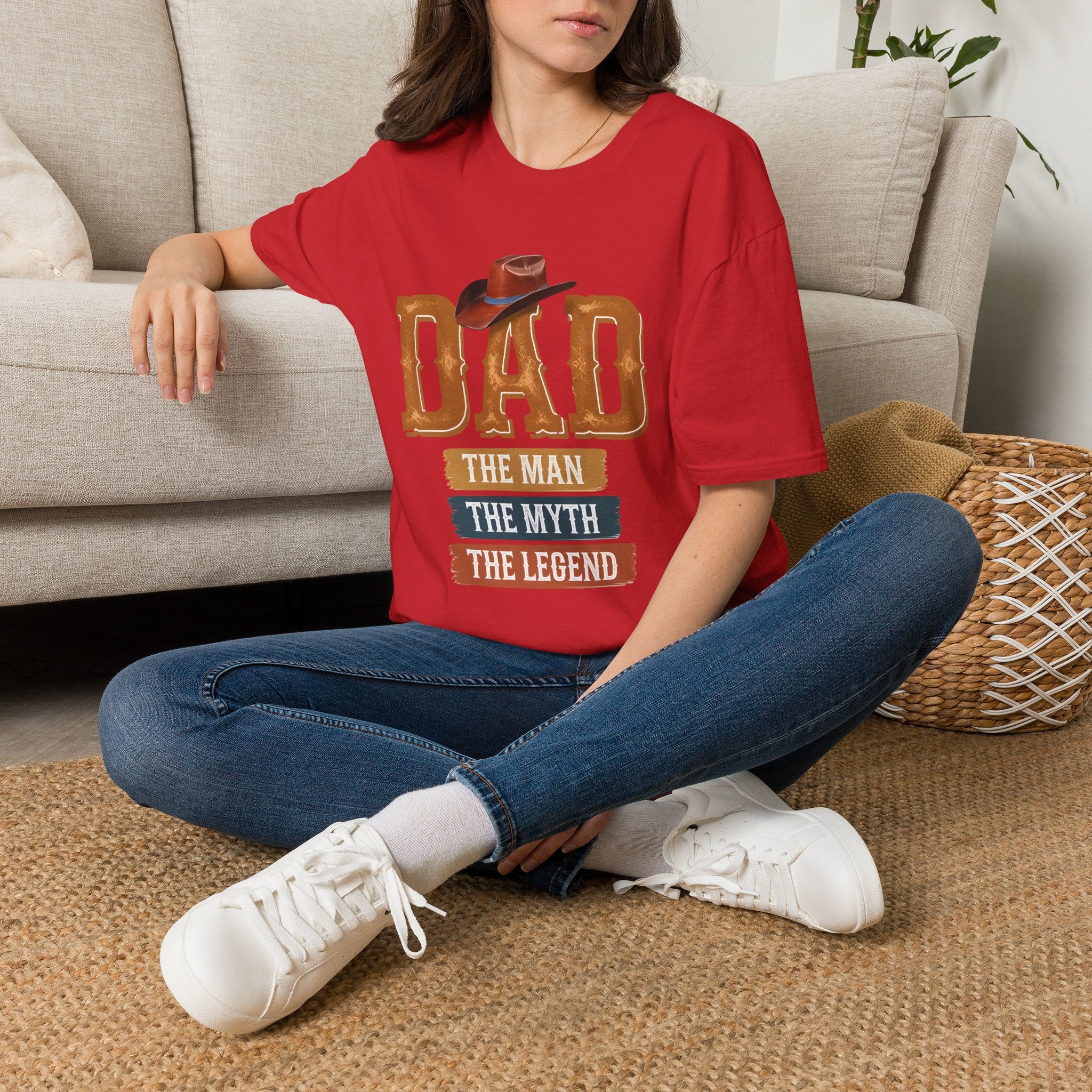 Dad Cowboy T-Shirt — "DAD" with Hat & "The Man The Myth The Legend" Design