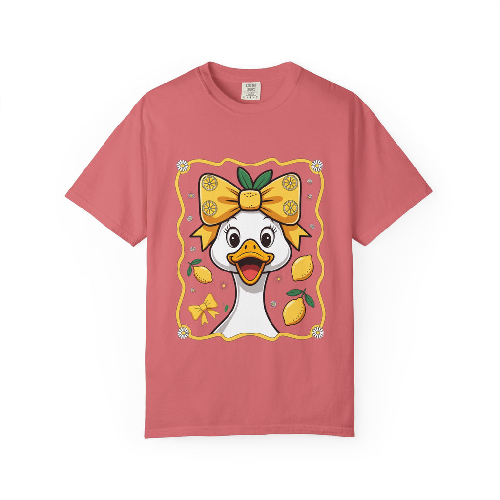 Cute Lemon Duck T-Shirt — Whimsical Duck with Bow Graphic Tee