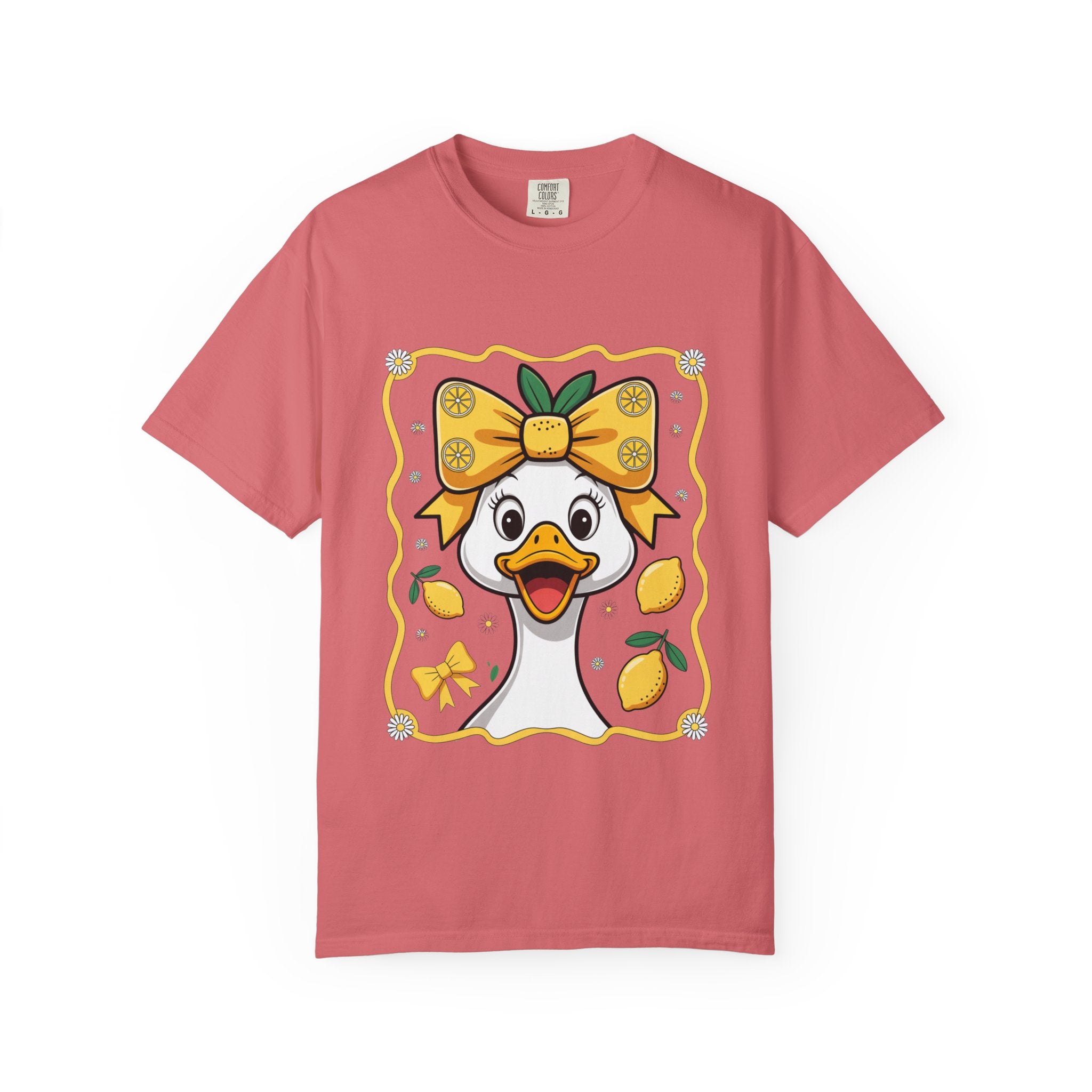 Cute Lemon Duck T-Shirt — Whimsical Duck with Bow Graphic Tee