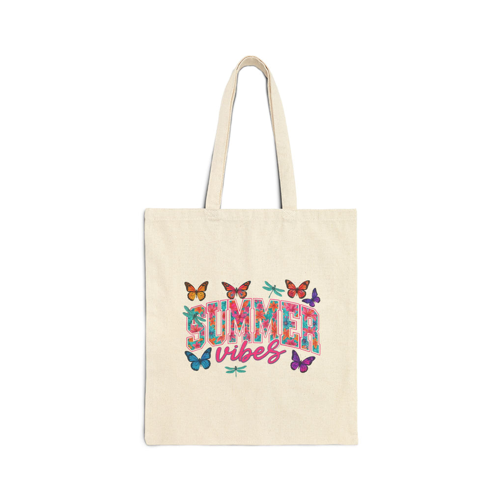 Tote Bag - "Summer Vibes" Colorful Butterfly Canvas Tote