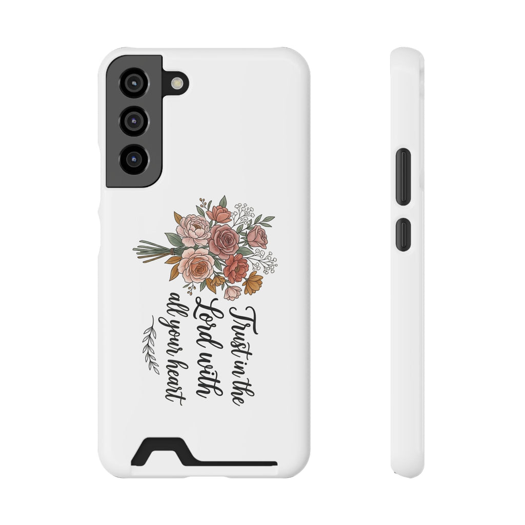 Phone Case with Card Holder — Floral "Trust in the Lord with all your heart" Religious Wallet Case